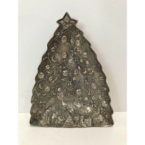 Decorated Christmas Tree Nut Candy Dish International Silver Company Vintage 